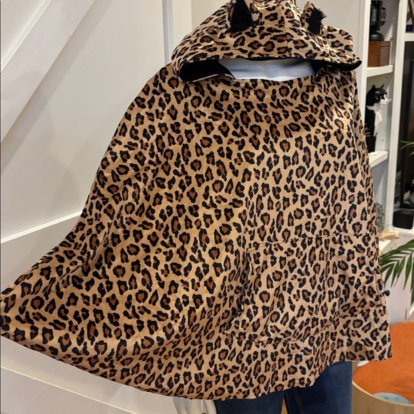 🐆 Velvet Leopard Cheetah Hoodie Poncho Cape Ears Tail Pocket Pouch Furry & SOFT - Picture 3 of 8